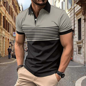 Polo à manches courtes personnalisé pour hommes, T-shirt d'été à la mode, avec boutons, tissu respirant, meilleure couleur foncée - Product Image 2