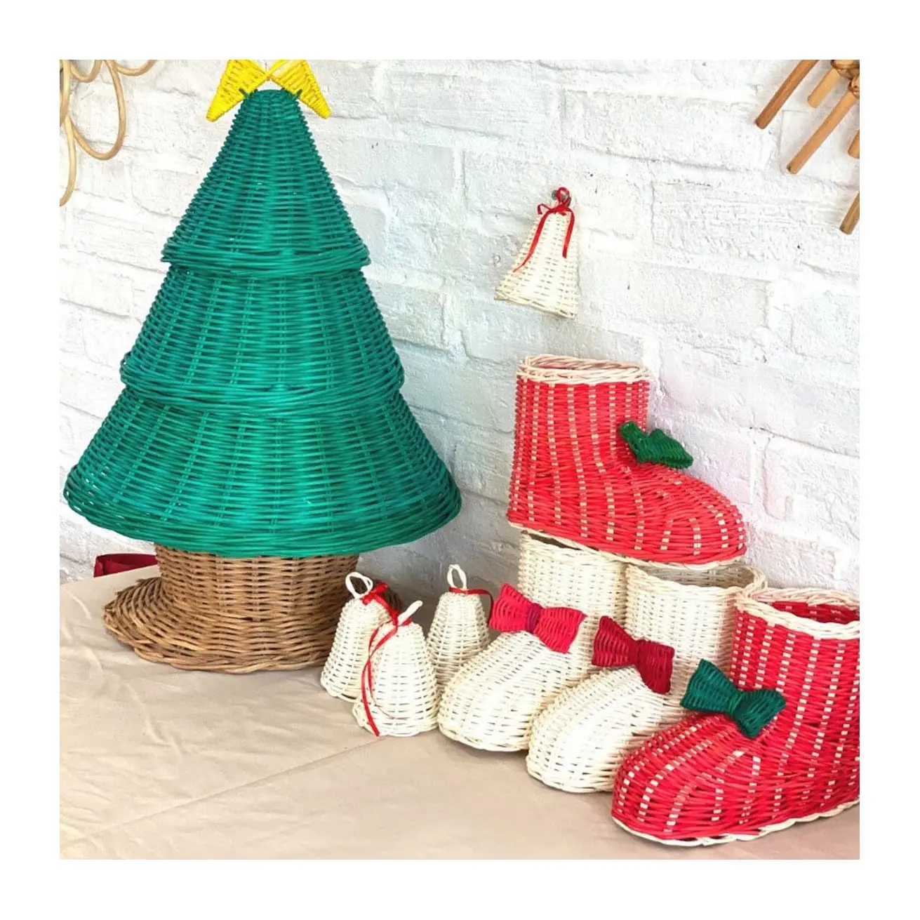Árboles de ratán y botas de Navidad, adornos navideños para el hogar, los más vendidos