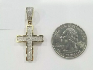 Pendentif en argent sterling plaqué or 14 carats, 2 pièces, serti de diamants naturels, motif hibou et croix, style classique, pour enfants et hommes, religieux, hindouisme - Product Image 3