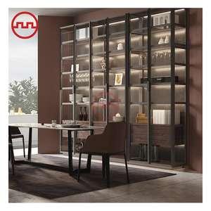 Armadietto a muro ristorante moderno <span class=keywords><strong>per</strong></span> vino luci LED soggiorno in metallo vino display <span class=keywords><strong>cabina</strong></span> di vetro armadietto <span class=keywords><strong>per</strong></span> la conservazione del vino - Product Image 2