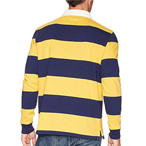 Camiseta de Hombre de Algodón 100% de Alta Calidad al por Mayor, Personalizada con Estampado, Manga Larga, Cuello en V, a Rayas, Estilo Polo, Informal, para Verano - Product Image 2