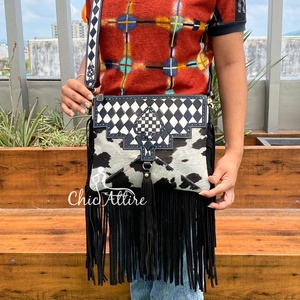 Fabricants 2025 Sac à bandoulière à franges en cuir véritable à carreaux usiné à la main pour femmes Sac à main de luxe pour femmes - Product Image 1