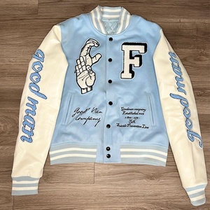 OEM 100% <b>Wool</b> Embroidery Letter Logo Fleece Varsity Bomber Jacket Custom Winter Letterman Baseball Jacket for Men college - Product Image 2