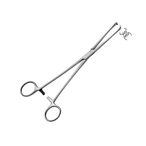 Fórceps de tenáculo médico quirúrgico, fórceps uterinos rectos de 3x4 dientes, instrumentos quirúrgicos de acero inoxidable, 23 cm/9" - Product Image 1
