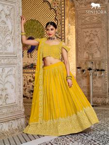 Último diseñador Pure Georgette bordado secuencia trabajo Lehenga Choli por Fab Zone - Product Image 5