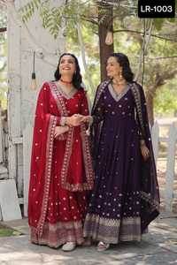 Las últimas mujeres usan vestidos de función de boda de Material floreciente de imitación con lentejuelas y Dupatta DE TRABAJO bordado para mujeres usan tela - Product Image 4