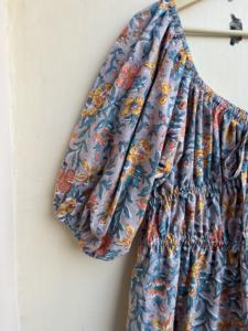 เดรสผ้าคอตตอนมิดิลำลองสำหรับผู้หญิงเดรส100% คอตตอนอินเดียคอเสื้อแต่งพู่ปักลายฤดูร้อน - Product Image 2