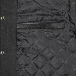 Veste universitaire d'hiver élégante pour homme, corps en laine, manches en cuir, veste bomber, vêtement décontracté ou unisexe pour usage extérieur - Product Image 5