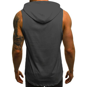 Camiseta sin mangas con capucha para hombre, camiseta ligera para entrenamiento de culturismo, camiseta de gimnasio, camiseta muscular de verano, ropa deportiva para correr - Product Image 3