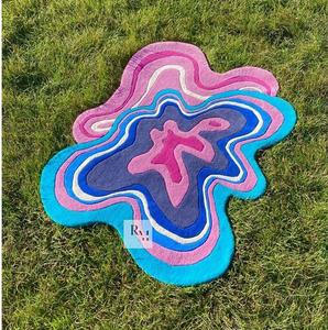 Alfombra de lujo única y moderna hecha a mano, alfombra de suelo de lana de alta calidad, alfombra de dormitorio lavable de forma Irregular, única - Product Image 2