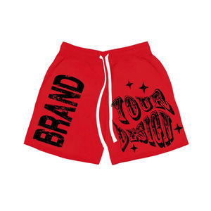 Short solide personnalisé pour hommes en polyester/coton délavé à l'eau de Javel à séchage rapide avec fleurs délavé à l'acide été - Product Image 4