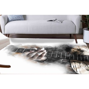 Alfombra Estampada con Diseño de Instrumentos Musicales: Guitarra, Piano, Batería, con Pelo Suave - Product Image 2
