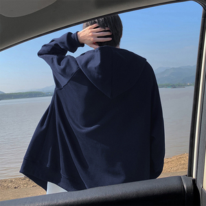 เสื้อฮู้ดผู้ชายเสื้อครอปมีฮู้ดแขนยาวแนวสตรีทปักซิปรูดแบบว่างเปล่าโลโก้ออกแบบได้ตามต้องการ - Product Image 6