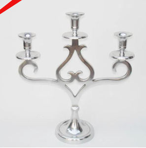 Bâton de bougie Menorah Hanukkah juif fini argent brillant à 5 branches - Product Image 2