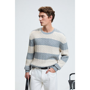 Pull en tricot à col rond pour homme GRIMELANGE BRAID, motif tressé, coupe classique - Product Image 6