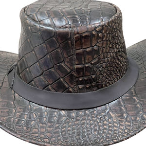 Chapeau de cowboy en cuir de crocodile, voyage en plein air, pêche, aventure, couvre-chef, qualité supérieure, étiquette privée, chapeaux western en gros - Product Image 3