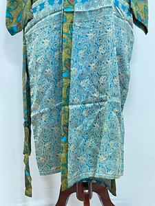Kimono long en soie indienne, patchwork uni, robe bohème, robe de plage d'été, robe de chambre douce et confortable, robe de maternité faite à la main - Product Image 6