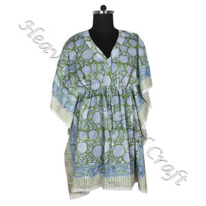 Kaftan de algodón con estampado de bloque de mano, caftán indio hecho a mano KFCS099 Abaya Kaftan Caftan árabe Jalabiya Dubai, estampado de bloque de mano a la moda - Product Image 6
