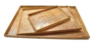 Prix d'usine Ensemble de plateaux en bois de qualité supérieure Conception personnalisée Grand plateau de service décoratif en bois de manguier Ensemble à bas prix - Product Image 5