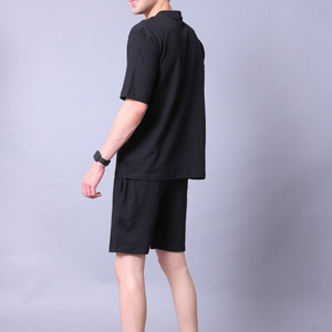 Conjunto de camiseta y pantalones cortos de verano transpirables personalizados con MOQ bajo, 100% algodón, informal, de 2 piezas, ligero, estampado y tejido para hombre - Product Image 4