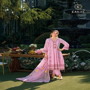 Ropa étnica de tendencia Última tendencia Algodón puro con trabajo manual Kurti Pant y Dupatta Compras en línea India - Product Image 1