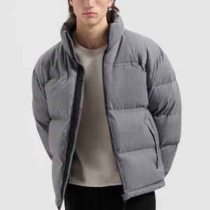 2026 Men's Thin Quality Solid Orange <b>Down</b> <b>Feather</b> Hooded Waterproof Winter Puffer Jacket with Turn-<b>down</b> Collar and Front Logo - Product Image 3