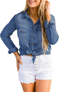 Chemise en jean pour femme, style décontracté à manches longues pour un usage quotidien, chemise en jean classique pour femme, légère et confortable - Product Image 4