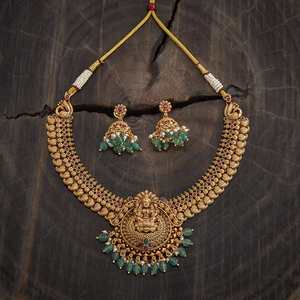 Antique Women's Zinc Alloy Tassel <b>Necklace</b> with <b>Ruby</b>-Green Synthetic Stones Elegant and Timeless for Wedding Occasions - Product Image 2