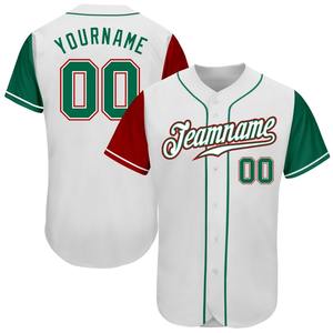 Personalizable Hombres Béisbol Softball Personalizado Blanco Kelly Verde-Rojo Auténtico Dos Tonos Béisbol Jersey - Product Image 1