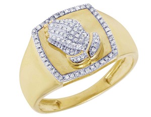 Bague Moissanite mains en prière pour hommes S925 Sterling Silver Hip Hop Square Design Jewelry - Product Image 1