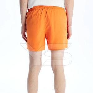 Pantalones cortos de playa de algodón 100% para hombre, pantalones cortos deportivos de calle informal con cordón más cerca, cintura media, patrón sólido, longitud corta - Product Image 4