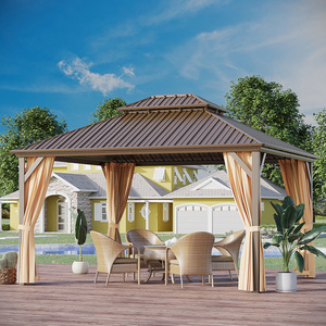 Gazebo de jardin multifonctionnel à double toit, facile à assembler, pavillon extérieur en métal avec toit rigide, gazebo avec rideau et <span class=keywords><strong>moustiquaire</strong></span> - Product Image 5