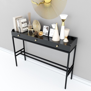 CST009 Modern Luxury <b>Console</b> <b>Table</b> with Drawers Rustic Glass and Metal <b>for</b> <b>Entry</b> Living Room or Hotel Use - Product Image 1