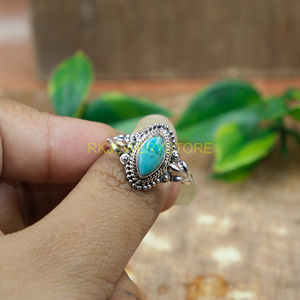 Natural <b>Turquoise</b> Pear Shape Gemstone 925 Sterling Silver Handmade Designer <b>Ring</b> for Women - Product Image 6