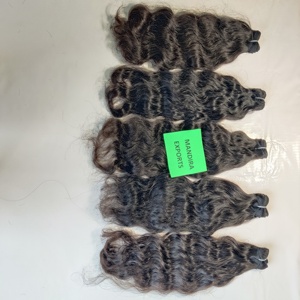 Vente en gros de cuticules alignées naturelles brutes vierges ondulées de couleur noire vendeurs de temple indien extensions de cheveux humains de temple - Product Image 4