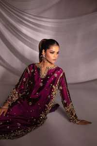 Robe de mariée indienne pakistanaise élégante et moderne en dentelle brodée, nouvelle tenue de soirée, costume Shalwar Qameez violet - Product Image 3
