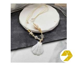 Collier de coquillage côtier Bracelet à breloques étoile de mer Collier de coquillage en gros Bijoux côtiers fabriqués à la main Collier de coquillage - Product Image 5