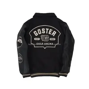 เสื้อโค้ทสำหรับผู้ชายเสื้อโค้ทผ้าวูลปักลายด้วยกำมะหยี่สำหรับ100% บอมเบอร์เสื้อแจ็คเก็ตเบสบอล vasrsity - Product Image 2