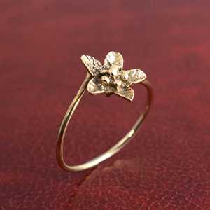 Boho Flower Brass <b>Ring</b> Gold Plated Natural Bedded <b>Open</b> Wholesale <b>Ring</b> - Product Image 5