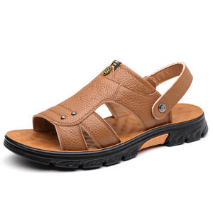 Chaussures de plage décontractées, nouveau style d'été, imperméables, semelle épaisse, en cuir véritable pour hommes, doublure en PU, antidérapantes, respirantes, sandales pour hommes - Product Image 5