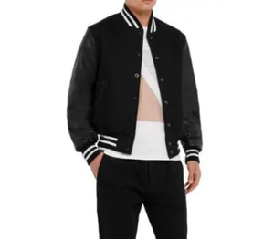 แจ็คเก็ตบอมเบอร์เลตเทอร์แมนเสื้อแขนยาวหนังสั่งทำ - Product Image 5