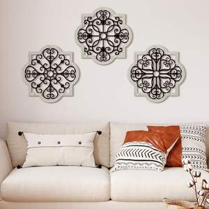 Paquete de 3 casas de campo modernas de madera rústica, decoración geométrica, arte de pared, decoración colgante de granja para sala de estar, dormitorio, hogar, interior - Product Image 4