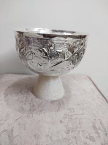 Cuencos Clásicos para Cocina, Hogar, Hotel, Restaurante, Frutas, Cuenco Redondo de Metal Plateado y Resina Hecho a Mano, Suministros para Hoteles - Product Image 6