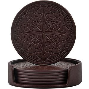 Durable leather coasters with attractive grain pattern and premium finished made for luxury drinkware <b>table</b> setting - Product Image 5