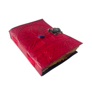 Embossed Red Gemstone <b>Tree</b> Life Leather Journal Extra Large Hardcover Sketchbook Writing Notebook Personalized Gift Handmade - Product Image 3