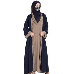 Personalizable transpirable Premium modesto A-Line cerrado Abaya plateado suelto holgado mujeres musulmanas vestido islámico para - Product Image 6