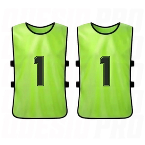 Custom Green Sublimated Team <b>Training</b> <b>Bibs</b> Vest With Number 1 Crew Neck Sleeveless Breathable Polyester Soccer <b>Training</b> <b>Bibs</b> - Product Image 1