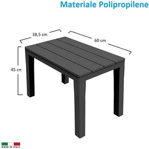 Panca resistente 60x38.5x45 cm da esterno in polipropilene antracite/bianco con effetto legno per panche Patio giardino terrazzo - Product Image 2