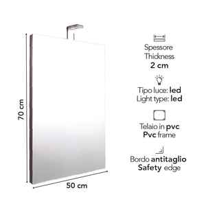 Lampe LED rectangulaire réversible 50x70 cm avec miroir intégré pour la maison ou le bureau - Product Image 2