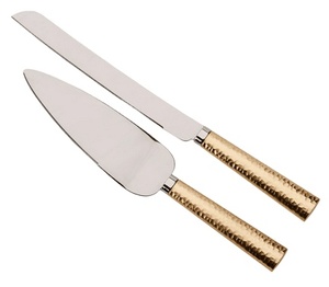 Ensemble de service de couteaux à manche martelé en or avec LOGO personnalisé ensemble de vaisselle en métal couverts en acier inoxydable fabriqués en Inde - Product Image 1